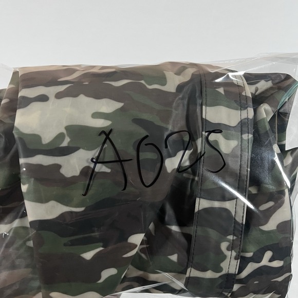 ZARA BASIC Camouflage Hooded Rain Jacket Green Black Brown Men's M Zip Casual - Picture 6 of 6